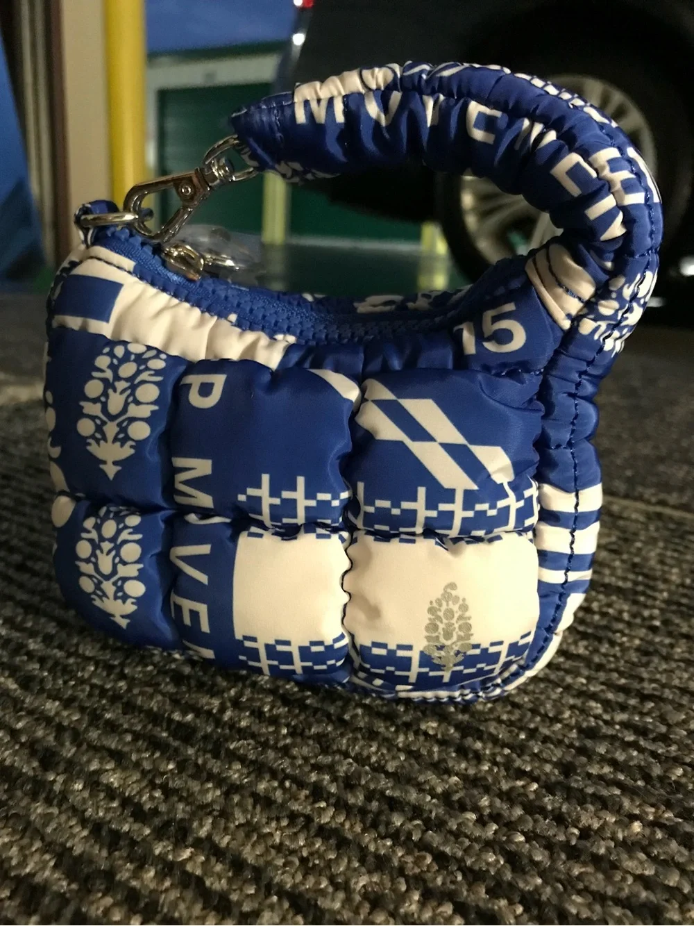 FP Movement by Free People Blue and White Quilted Mini Top-Handle Bag